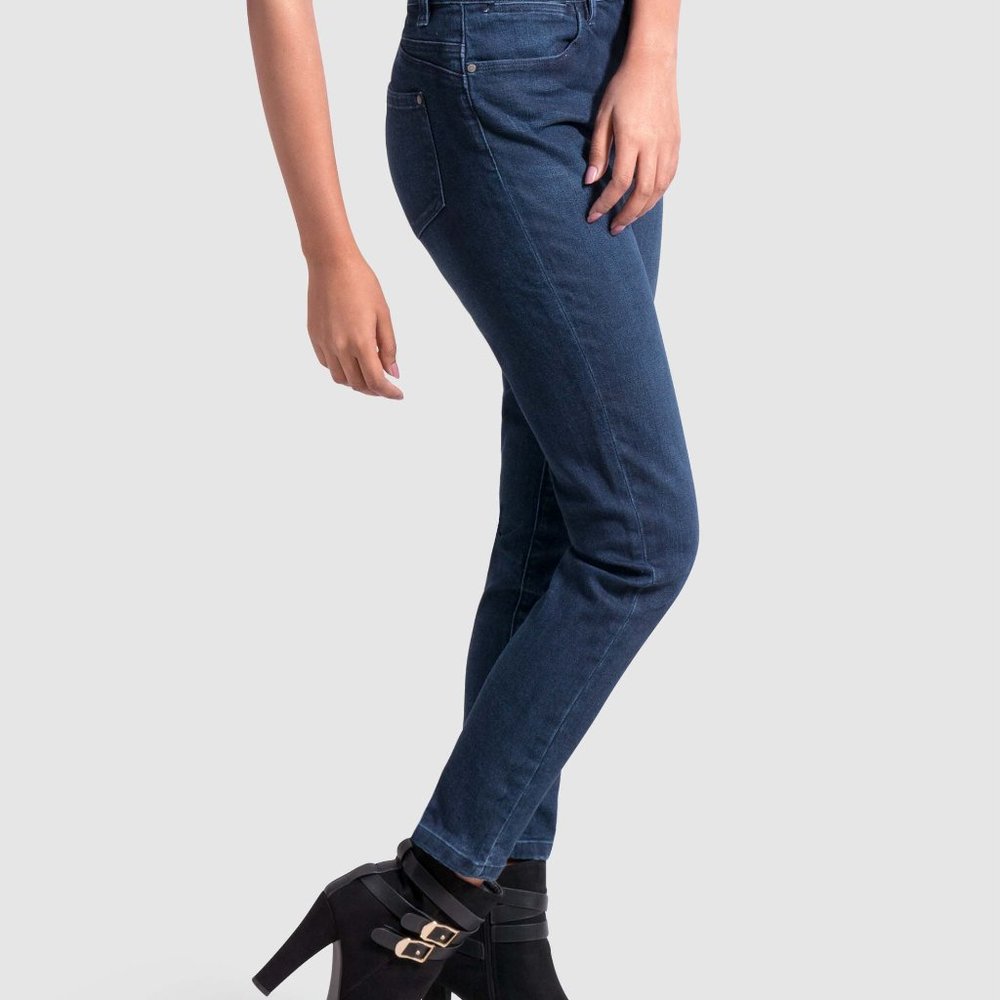 OLGYN Women Stretch DarkBlue Denim Pant Skinny Fit - Picture 3 of 5